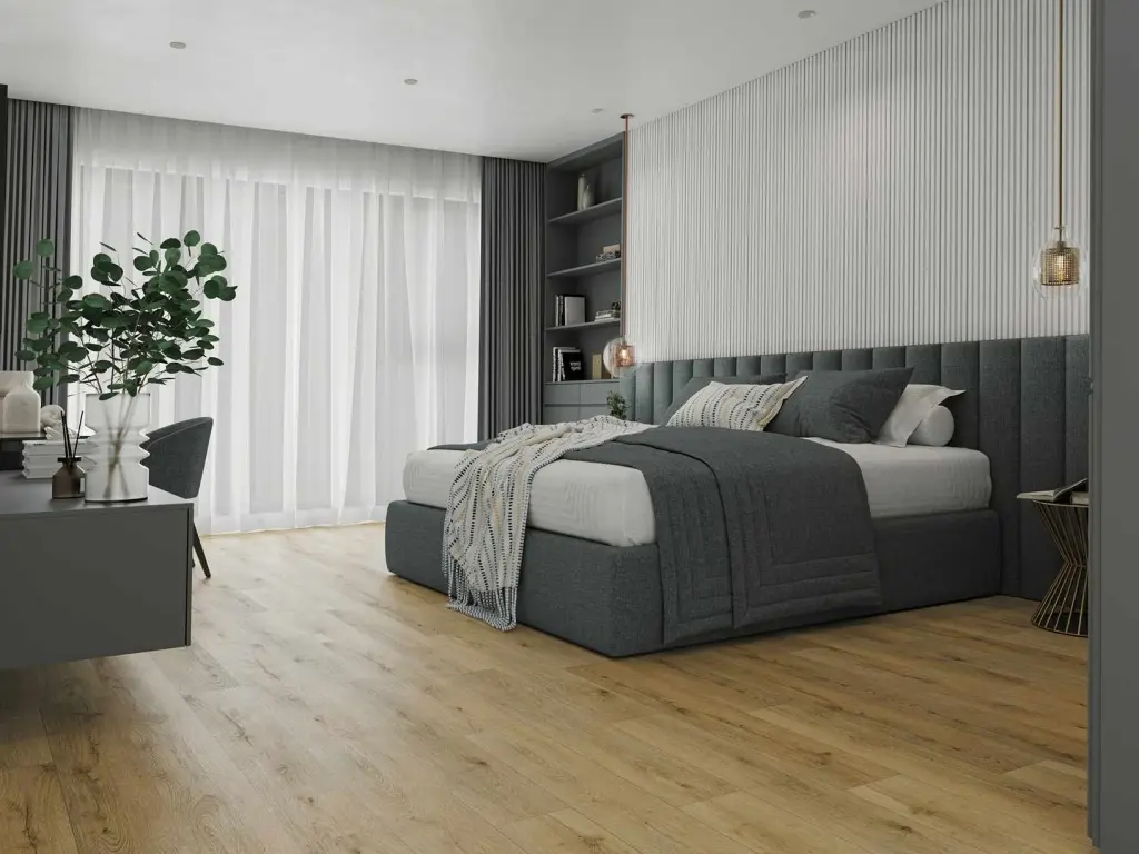 Кварцвиниловый SPC ламинат Alpine Floor Eclipse Super Matt Калькутта ECO 21-26 1220×183×4 фото в интерьере